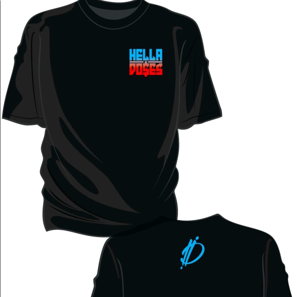 Hellafornia and 2 Doses collab with new “Hella Doses” shirts.Artist 2 Doses logo